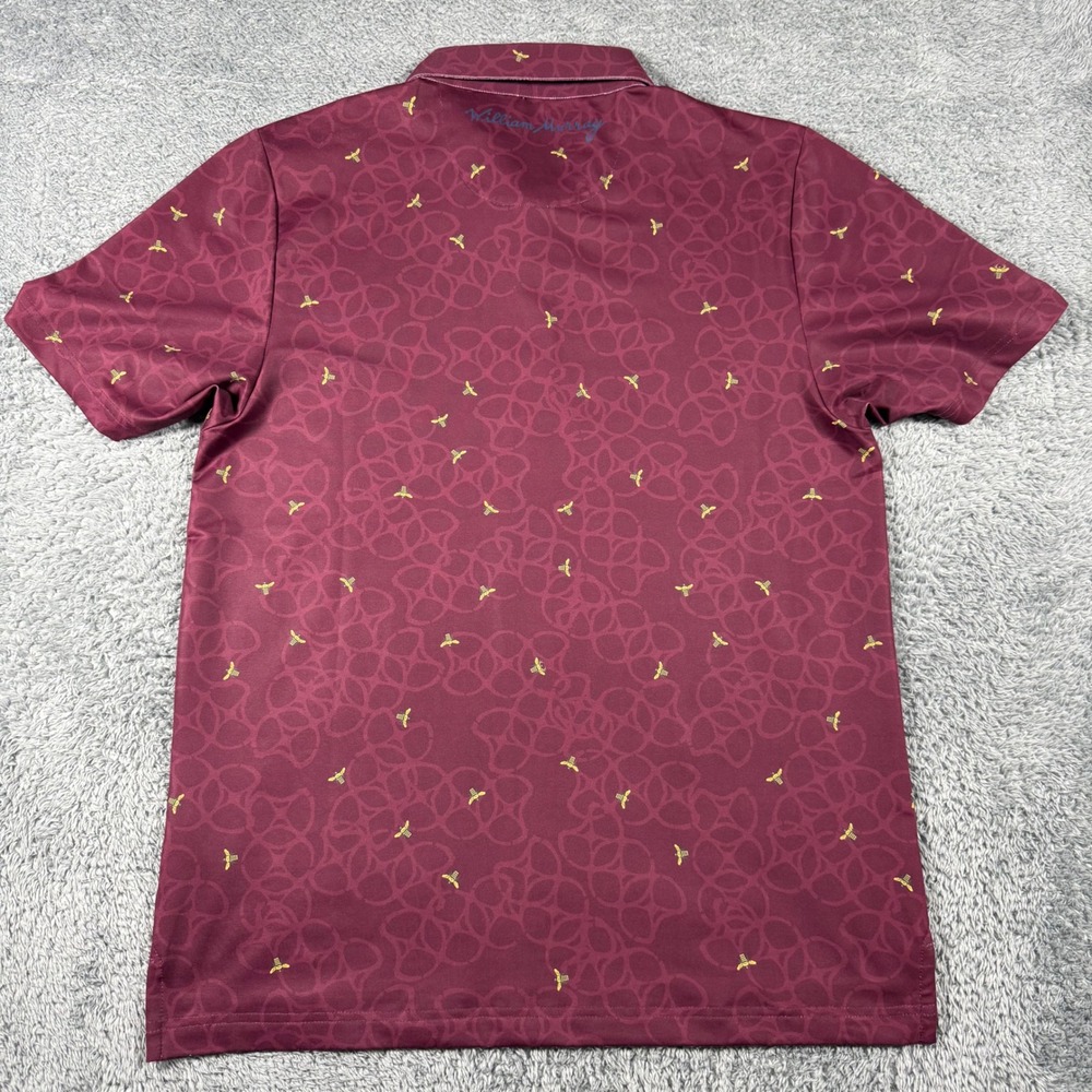 William Murray Golf Polo Mens Medium Maroon Bee Pretzel Pattern Shirt Performanc - Picture 3 of 7
